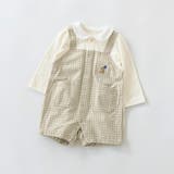 ベージュ | 【ベビー】サロペットドッキング風長袖カバーオール | ブランシェス
