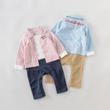 【おそろい】ストライプ柄ロゴ刺しゅう長袖カバーオール | ブランシェス | 詳細画像11 