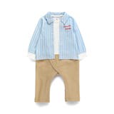 【おそろい】ストライプ柄ロゴ刺しゅう長袖カバーオール | ブランシェス | 詳細画像2 