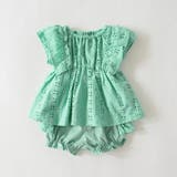 グリーン | 【キッズとおそろい】スカラップ刺繍トップス&ボトムスセット 夏 | ブランシェス