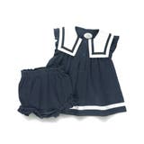 ネイビーブルー | 【おそろい】セーラー襟トップス&ボトムスセット ボーダー | ブランシェス