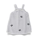 グレー | リボン総柄刺しゅうボアジャンパースカート リンクコーデ おそろい | ブランシェス