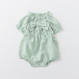 リボン付きチェック柄カバーオール | ブランシェス | 詳細画像1 