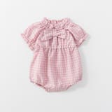 ピンク | リボン付きチェック柄カバーオール | ブランシェス