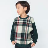 グリーン | 【洗濯機で洗える】タータンチェック柄ウォッシャブルニット 子供服 キッズ | BRANSHES