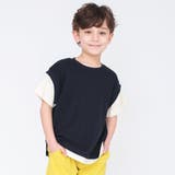 ネイビーブルー | 重ね着風鹿の子半袖Tシャツ 子供服 キッズ | ブランシェス