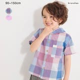 【おそろい】マドラスチェック柄半袖シャツパーカー | ブランシェス | 詳細画像1 