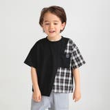 ブラック | 異素材切り替え半袖Tシャツ | ブランシェス