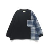 先染めチェックデニム切り替え長袖Tシャツ | ブランシェス | 詳細画像2 