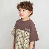 ブラウン | 【おそろい】異素材切り替え半袖Tシャツ 春 トップス | ブランシェス