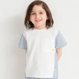 オフホワイト | 【おそろい】レモン＆フラワー総柄刺しゅう切替半袖Tシャツ 春 トップス | ブランシェス