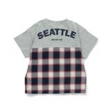 杢グレー | 異素材切り替え半袖Tシャツ/チェック/ストライプ/バイカラー/男の子 | ブランシェス