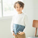 アイボリー | 【デニム×コットン】異素材レイヤード長袖Tシャツ キッズ 男の子 | ブランシェス
