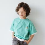 ライトグリーン | フェイクレイヤード 刺繍半袖Tシャツ | ブランシェス