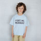サックス | 【ショート丈／ワイドシルエット】 ロゴプリント半袖Tシャツ | ブランシェス