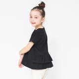 ブラック | 【WEB限定】無地/ドット柄バックフリル半袖Tシャツ 子供服 キッズ | ブランシェス