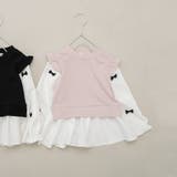 ピンク | リボン付き重ね着風トップス | ブランシェス