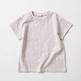 ラベンダー | 総柄半袖Tシャツ ハート刺繍 ボーダー | ブランシェス