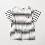 ブラック | 総柄半袖Tシャツ ハート刺繍 ボーダー | ブランシェス