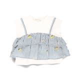 オフホワイト | 【おそろい】レモン＆フラワー総柄刺しゅうドッキングTシャツ | ブランシェス