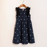 ネイビーブルー | 肩フリルワンピース | ブランシェス