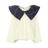 ネイビーブルー | 【おそろい】チェック襟付き長袖Tシャツ/女の子/おでかけ/ペア/綿100% | ブランシェス
