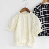 アイボリー | くしゅくしゅカットソー/ブラウス/チェック/女の子/シアー | ブランシェス