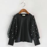 ブラック | 袖チュール長袖Tシャツ/150cm/女の子/ハート柄/フロッキー | ブランシェス