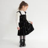 ブラック | 花柄刺しゅうベロア ジャンパースカート キッズ | ブランシェス