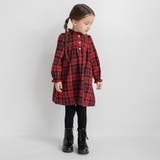 レッド | チェック柄胸切替ワンピース/150cm/女の子/起毛 | ブランシェス