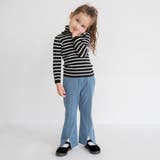 スリット入りフレア裏起毛パンツ デニム ロングパンツ | ブランシェス | 詳細画像3 