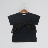 ブラック | 【b +A】金子綾 リボンドッキング半袖Tシャツ | ブランシェス