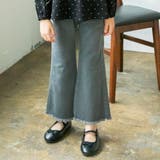 チャコールグレー | 裾フリンジフレアデニムパンツ | ブランシェス