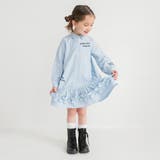 サックス | 【おそろい】ストライプ柄ロゴ刺しゅうワンピース キッズ 女の子 | ブランシェス