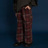 エンジ | 【WEB限定】チェックワイドパンツ 150cm リンクコーデ | ブランシェス