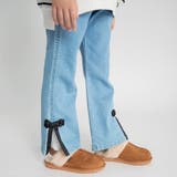 ブルー | リボンモチーフデニムパンツ 女の子 長ズボン 150cm | ブランシェス