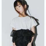 03:オフ白_黒フリル | 【b.+A】金子綾/ドットフリル付きチュニック | ブランシェス