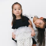 85:黒_白フリル | 【b.+A】金子綾/ドットフリル付きチュニック | ブランシェス