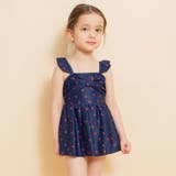 ネイビーブルー | 【水着】リボンアクセント総柄 ワンピース | ブランシェス