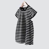 91:ボーダー-ブラック | 【WEB限定/DRC/やわらか天竺】Aライン半袖Tシャツ | ブランシェス