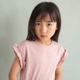 31:無地-ピンク | 【WEB限定/DRC/やわらか天竺】袖タックフリル半袖Tシャツ | ブランシェス