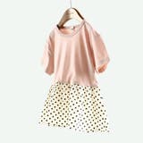 31:ドット-ピンク | 【WEB限定/DRC/やわらか天竺】柄フリル切替半袖Tシャツ | ブランシェス