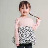ピンク×花柄ホワイト | 【DRC/お肌に嬉しい綿100％】バルーン切替長袖Tシャツ | ブランシェス