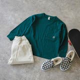 ダークグリーン | 【WEB限定/DRC/お肌に嬉しい綿100%】ポケット長袖Tシャツ | ブランシェス