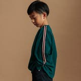 グリーン | BIGシルエット袖ライン長袖Tシャツ | ブランシェス