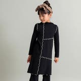 ブラック | 【WEB限定/DRC】配色メロウ長袖リブワンピース | ブランシェス