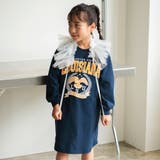 ホーク-ネイビー | グラフィック長袖Tシャツワンピース+チュールマルチフリルセット | ブランシェス