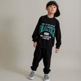 ブラック | 【WEB限定/DRC/やわらか薄手裏毛】ロゴスウェット+ロングパンツセット | ブランシェス