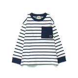 93:ボーダーネイビー | 【DRC/お肌に嬉しい綿100%】ポケット長袖Tシャツ 春 トップス | ブランシェス