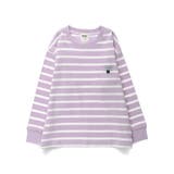 ラベンダー | 名札通しループ付きボーダー長袖Tシャツ 春 トップス | ブランシェス